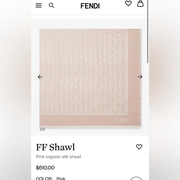 Fendi FF Pink Organic Silk Shawl - NWT Never Worn - Picture 6 of 6